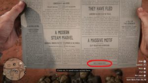 نمونه‌ای از کدهای تقلب Red Dead Redemption 2 در روزنامه (برای دیدن سایز کامل روی تصویر کلیک کنید)