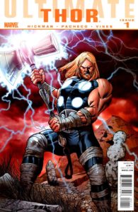 یکی از لباس‌های ثور - ظاهر ثور آلتیمیت روی جلد شماره ۱ کمیک Ultimate Thor (برای دیدن سایز کامل روی تصویر کلیک کنید)