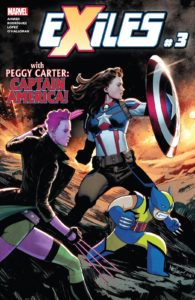 کاپیتان آمریکای پگی کارتر روی کاور شماره ۳ کمیک Exiles (برای دیدن سایز کامل روی تصویر کلیک کنید)