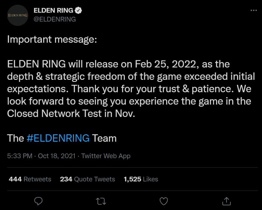 بازی Elden Ring یک ماه تاخیر خورد - ویجیاتو
