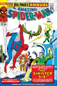 سینیستر سیکس و مرد عنکبوتی روی کاور شماره ۱ کمیک Amazing Spider-Man Annual (برای دیدن سایز کامل روی تصویر کلیک کنید)