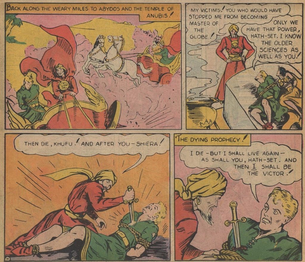 کشته شدن هاک‌من (پرنس خوفو) به دست هث ست در شماره ۱ کمیک Flash Comics