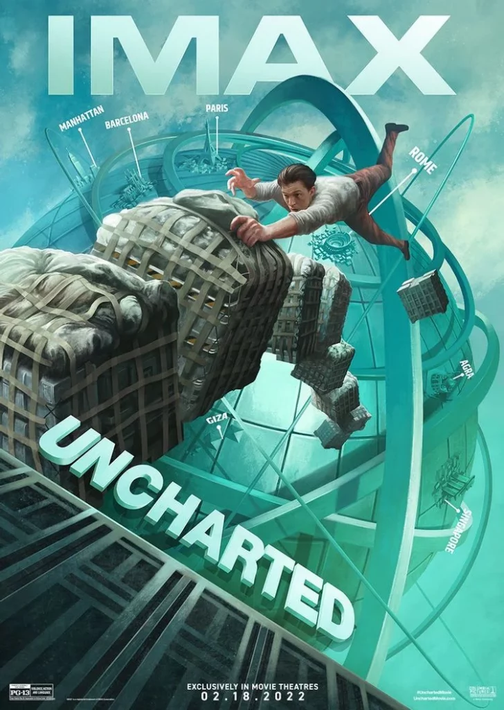 تام هالند در پوستر فیلم Uncharted 