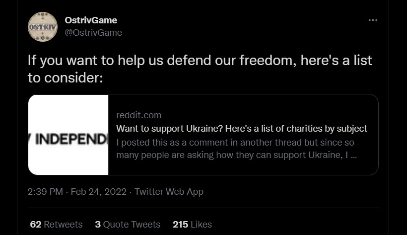 سازنده بازی Stalker درخواست کمک مالی برای ارتش اوکراین کرد - ویجیاتو