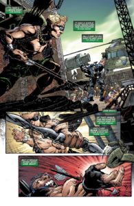 شلیک گرین ارو به دست آیرون ایگل در شماره ۰ کمیک Green Arrow (برای دیدن سایز کامل روی تصویر کلیک کنید)