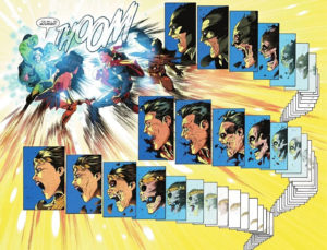 کشته شدن بتمن، سوپرمن و واندر وومن توسط پرایا (برای دیدن سایز کامل روی تصویر کلیک کنید)