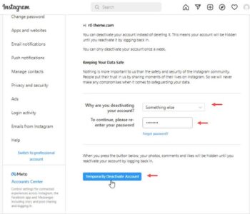 دیلیت اکانت موقت تلگرام و اینستاگرام