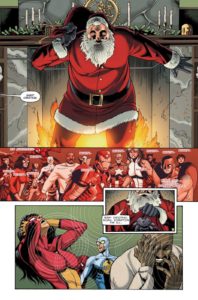 بابانوئل در برابر اونجرز در کمیک Marvel Holiday Special سال ۲۰۰۵ (برای دیدن سایز کامل روی تصویر کلیک/تپ کنید)