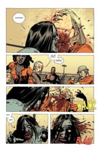 خودکشی کارول به دست یک زامبی در شماره ۴۲ کمیک The Walking Dead Deluxe (برای دیدن سایز کامل روی تصویر کلیک/تپ کنید)