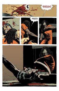 شکنجه فرماندار توسط میشون در شماره ۳۳ کمیک The Walking Dead Deluxe (برای دیدن سایز کامل روی تصویر کلیک/تپ کنید)