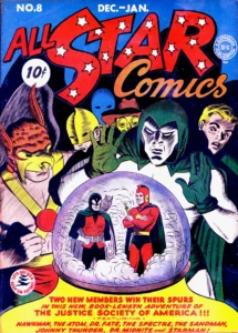 کاور شماره‌ی ۸ کمیک All-Star Comics (یرای دیدن سایز کامل روی تصویر تپ/کلیک کنید)