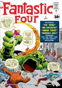 کاور شماره‌ی ۱ کمیک Fantastic Four (یرای دیدن سایز کامل روی تصویر تپ/کلیک کنید)