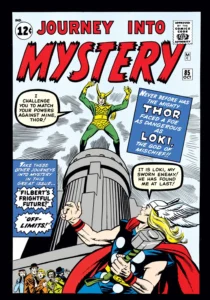 لوکی روی کاور شماره‌ی ۸۵ کمیک Journey into Mystery (برای دیدن سایز کامل روی تصویر تپ/کلیک کنید)