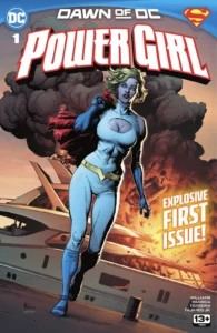 کاور شماره‌ی ۱ کمیک Power Girl سال ۲۰۲۳ (برای دیدن سایز کامل روی تصویر تپ/کلیک کنید)