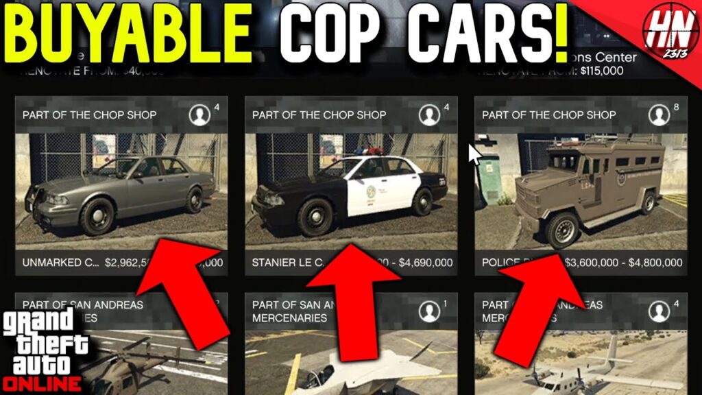 سه ماشین پلیس در بازی GTA Online 