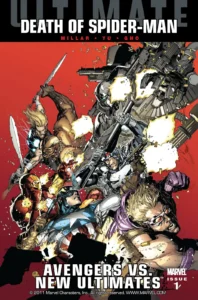 کاور شماره‌ی ۱ کمیک 
Ultimate Avengers vs. New Ultimates (برای دیدن سایز کامل روی تصویر تپ/کلیک کنید)