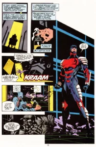 تن‌پوش زرهی دردویل در شماره‌ی ۳۲۱ کمیک Daredevil (برای دیدن سایز کامل روی تصویر تپ/کلیک کنید)