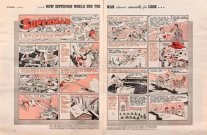 داستان «چگونه سوپرمن به جنگ پایان می‌دهد» در مجله‌ی Look (برای دیدن سایز کامل روی تصویر تپ/کلیک کنید)