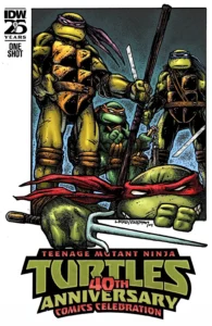 کاور کمیک Teenage Mutant Ninja Turtles: 40th Anniversary Comics Celebration (برای دیدن اندازه‌ی کامل روی تصویر تپ/کلیک کنید)