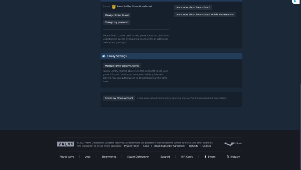 گزینه Delete My Steam Account برای اینکه اکانت استیم را پاک کنید.