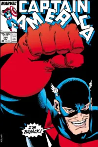 مأمور آمریکا روی کاور شمارهی ۳۵۴ کمیک Captain America (برای دیدن اندازهی کامل روی تصویر تپ/کلیک کنید)