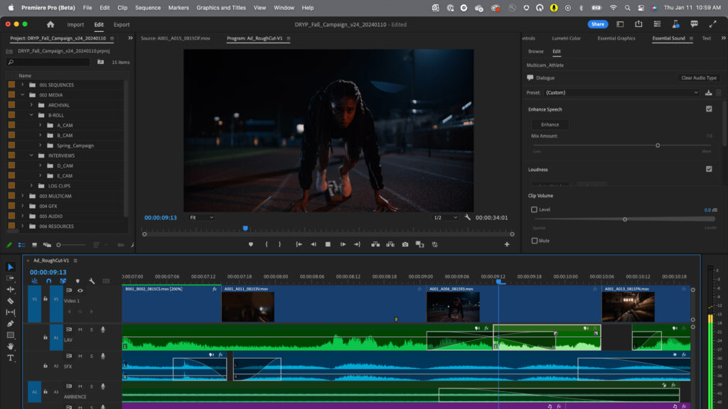 برنامه Adobe Premiere Pro، از برنامه هایی که یوتیوبر ها برای تدوین و ادیت ویدیو استفاده میکنند.