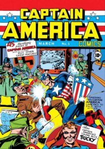 کاور شماره ۱ کمیک Captain America Comics (برای دیدن اندازه کامل روی تصویر تپ/کلیک کنید)