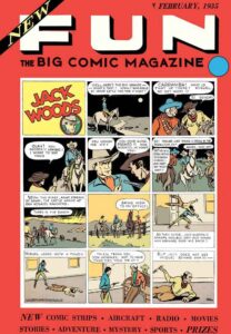 جک وودز روی کاور شماره ۱ کمیک New Fun Comics (برای دیدن اندازه کامل روی تصویر تپ/کلیک کنید)