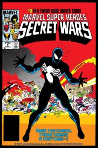 رونمایی از لباس سیاه مرد عنکبوتی روی کاور شماره ۸ کمیک Secret Wars (برای دیدن اندازه کامل روی تصویر تپ/کلیک کنید)