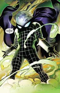 پیوند خوردن میستریو با سیمبیوت در شماره ۴ کمیک Symbiote Spider-Man (برای دیدن اندازه کامل روی تصویر تپ/کلیک کنید)