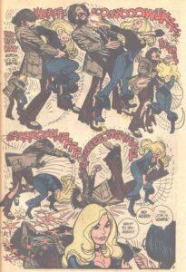 هنرنمایی بلک کناری در یک صفحه از شماره ۴۱۸ کمیک Adventure Comics (برای دیدن اندازه کامل روی تصویر تپ/کلیک کنید)