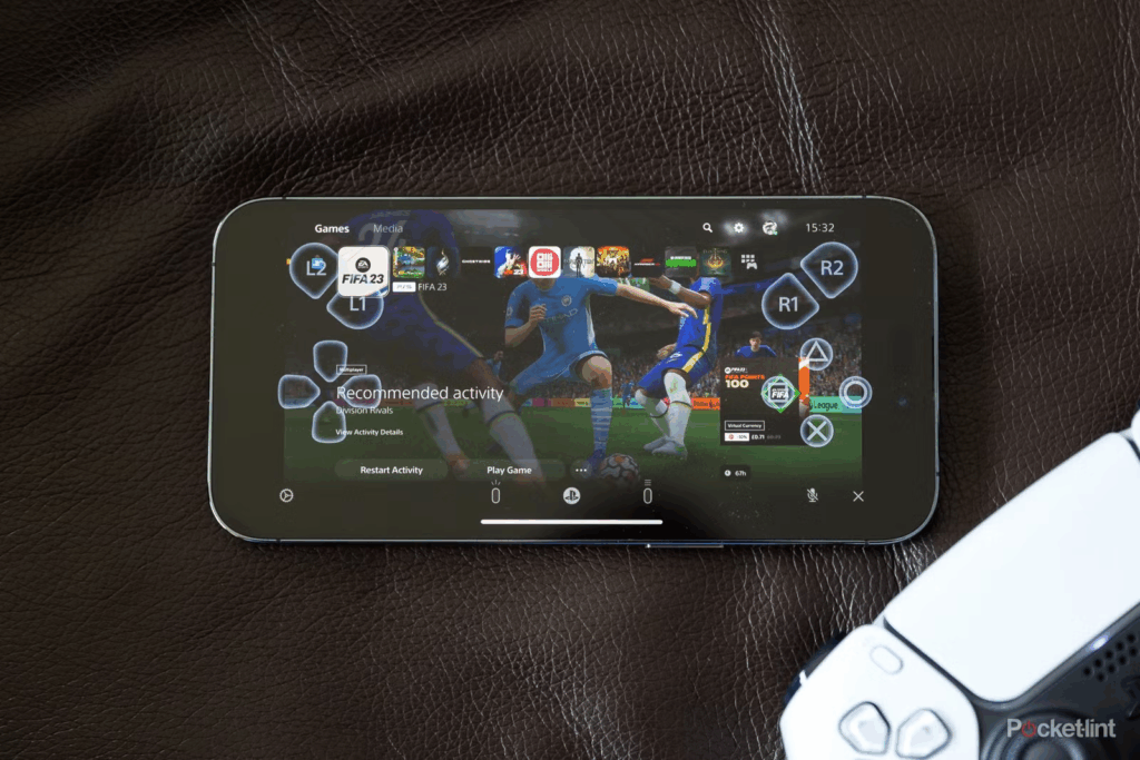 گوشی در حال اجرای ps remote play