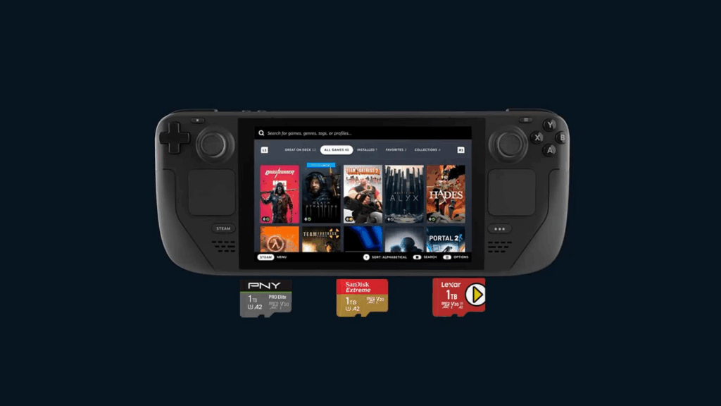 کارت حافظه در کنار استیم دک