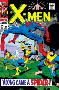 مرد عنکبوتی و جین گری روی کاور شماره ۳۵ کمیک The X-Men (برای دیدن اندازه کامل روی تصویر تپ/کلیک کنید)